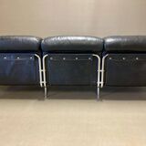 3-seater leather and chrome sofa design 1960.