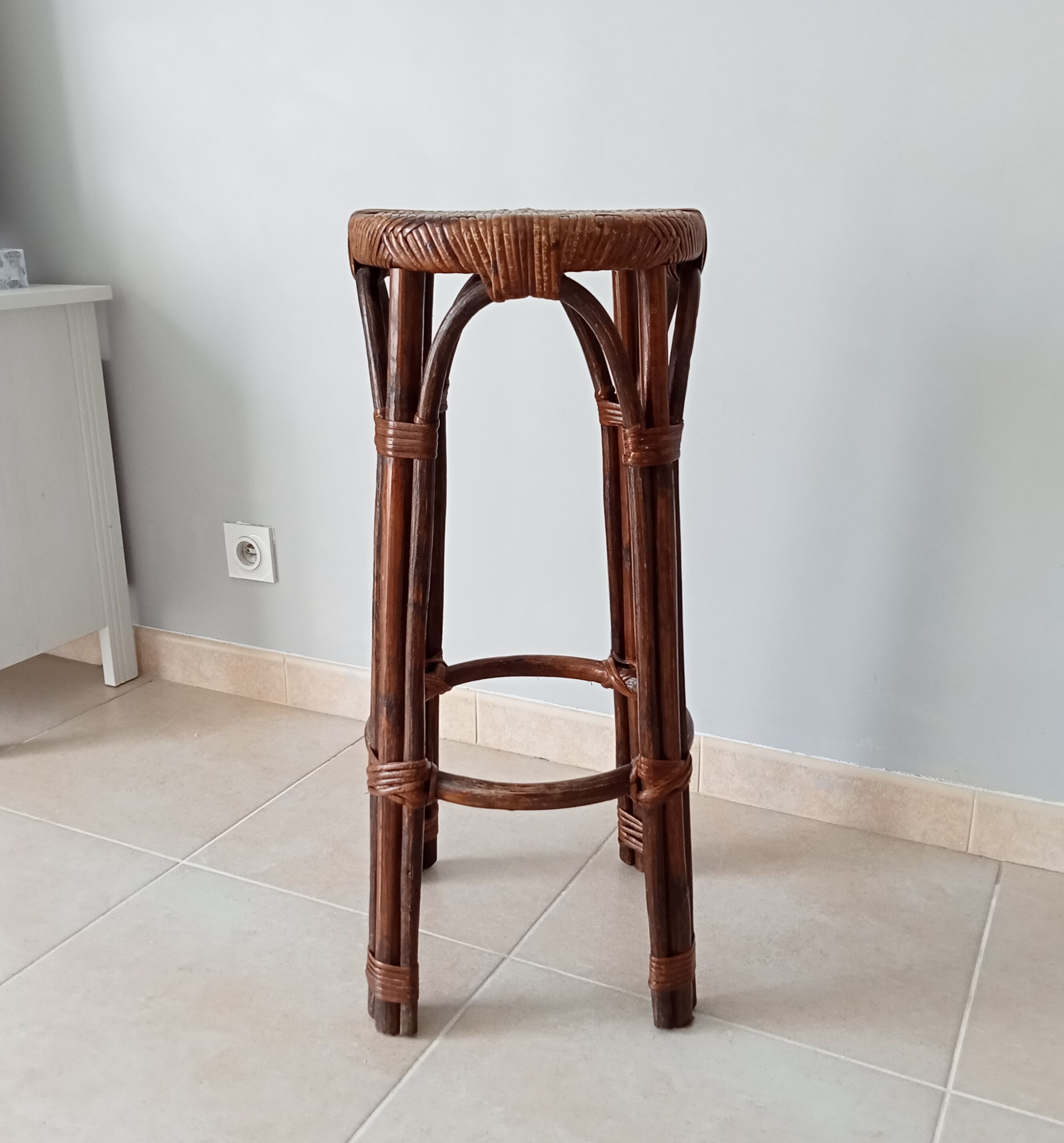 Vintage rattan high stool 60s/70s