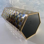 Hexagonal two-tone umbrella stand in the Italian style of Willy Rizzo from the 1970s.
