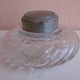 Old spiral glass inkwell with metal cabochon early XXth century