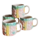 Set of 4 vintage multicoloured slipware coffee cups.