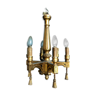 Golden wood chandelier
