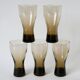 Set of 5 large Long Drink glasses in smoked glass Design, 1970
