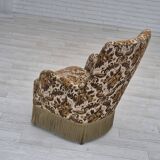 1960s, Danish highback armchair, furniture velour fabric, ash wood.