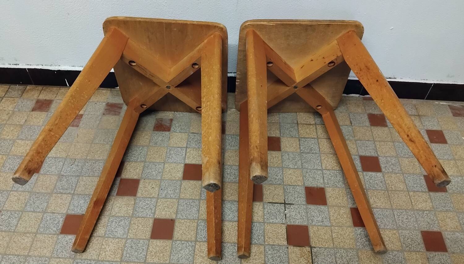 Pair of wooden stools