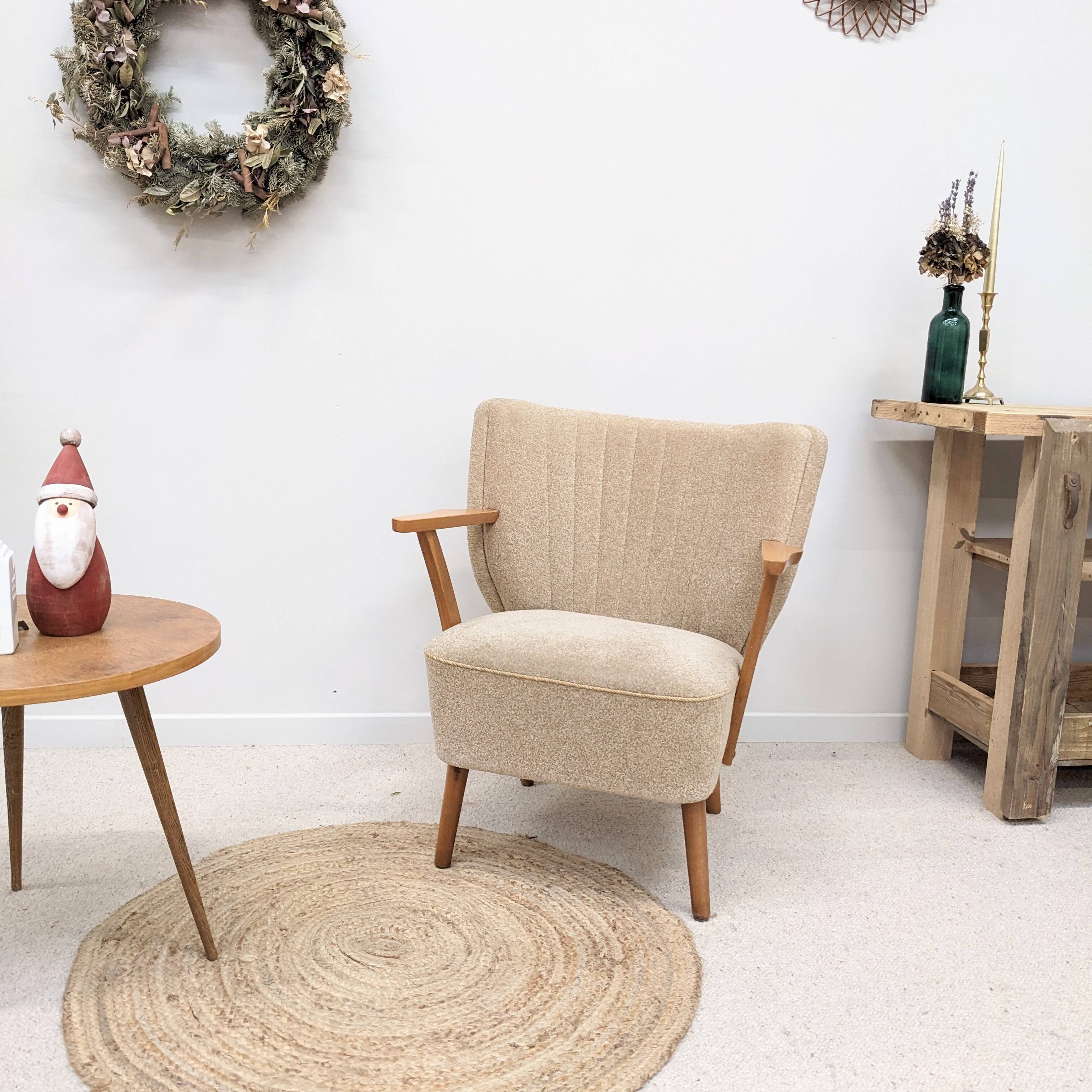 Beige cocktail armchair