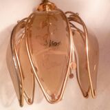 Vintage 70s tulip petal chandelier pendant light, gold plated and plexiglas