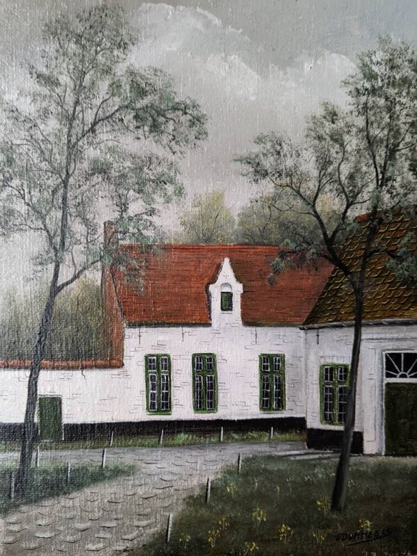 Tableau Naïf acrylique sur toile paysage décoration campagne