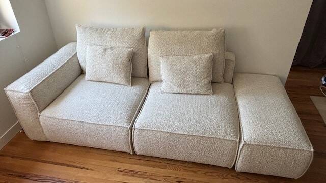 sofa, armchair and pouf