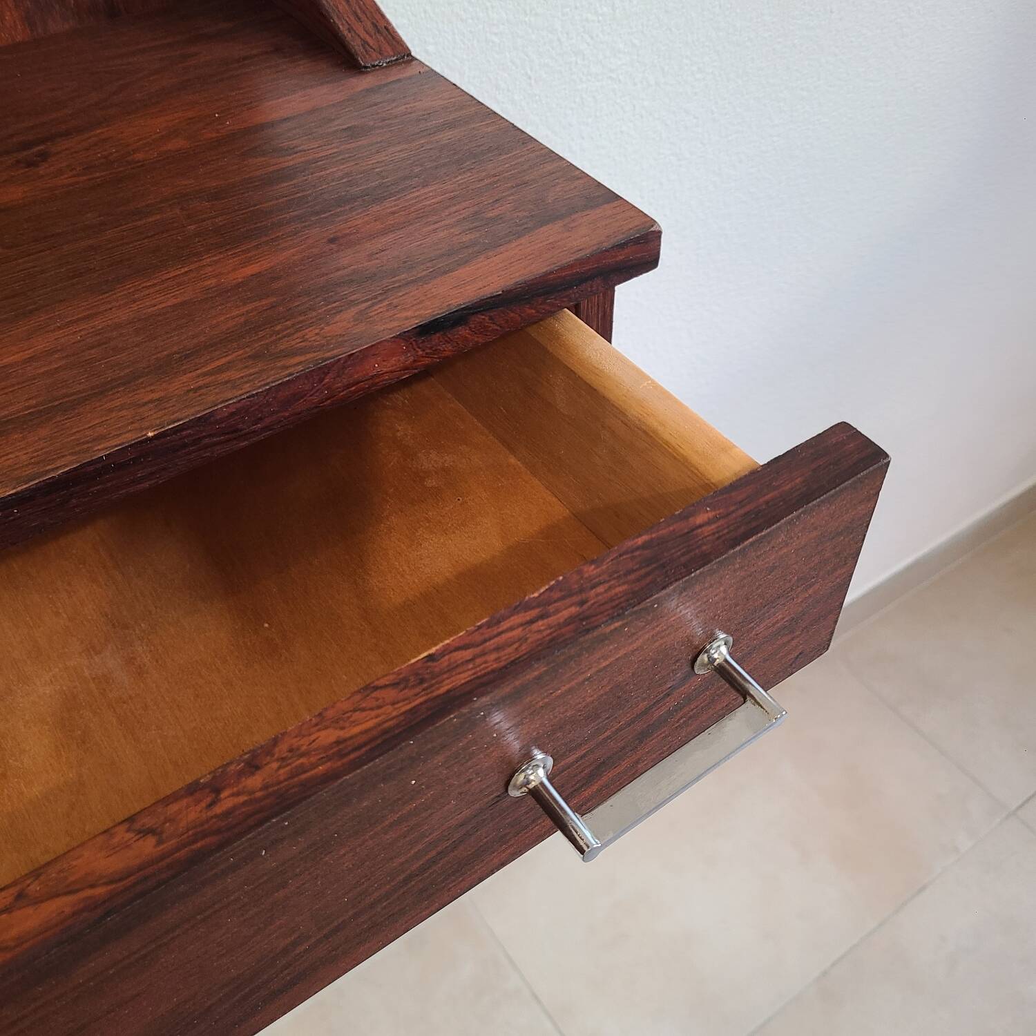 Vintage Scandinavian teak rosewood mirror from the 1970s