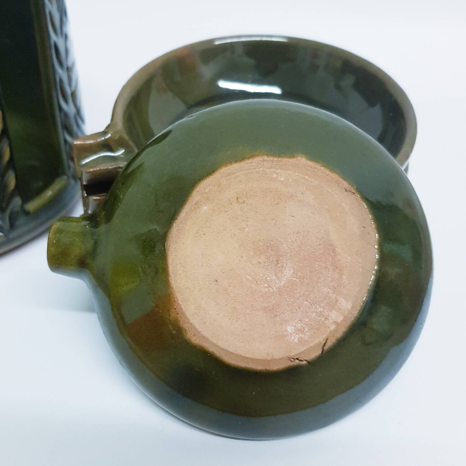 1970's pottery ashtray set