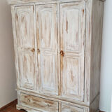 Wardrobe wardrobe 3 doors cerused gray pastel green