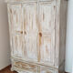 Wardrobe wardrobe 3 doors cerused gray pastel green