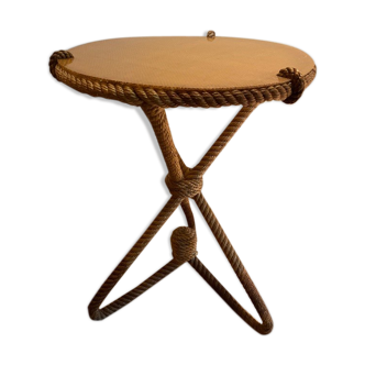 Artisanal pedestal table in rope from the 60