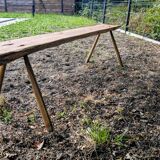Pair of brutalist wooden benches – 70s design style