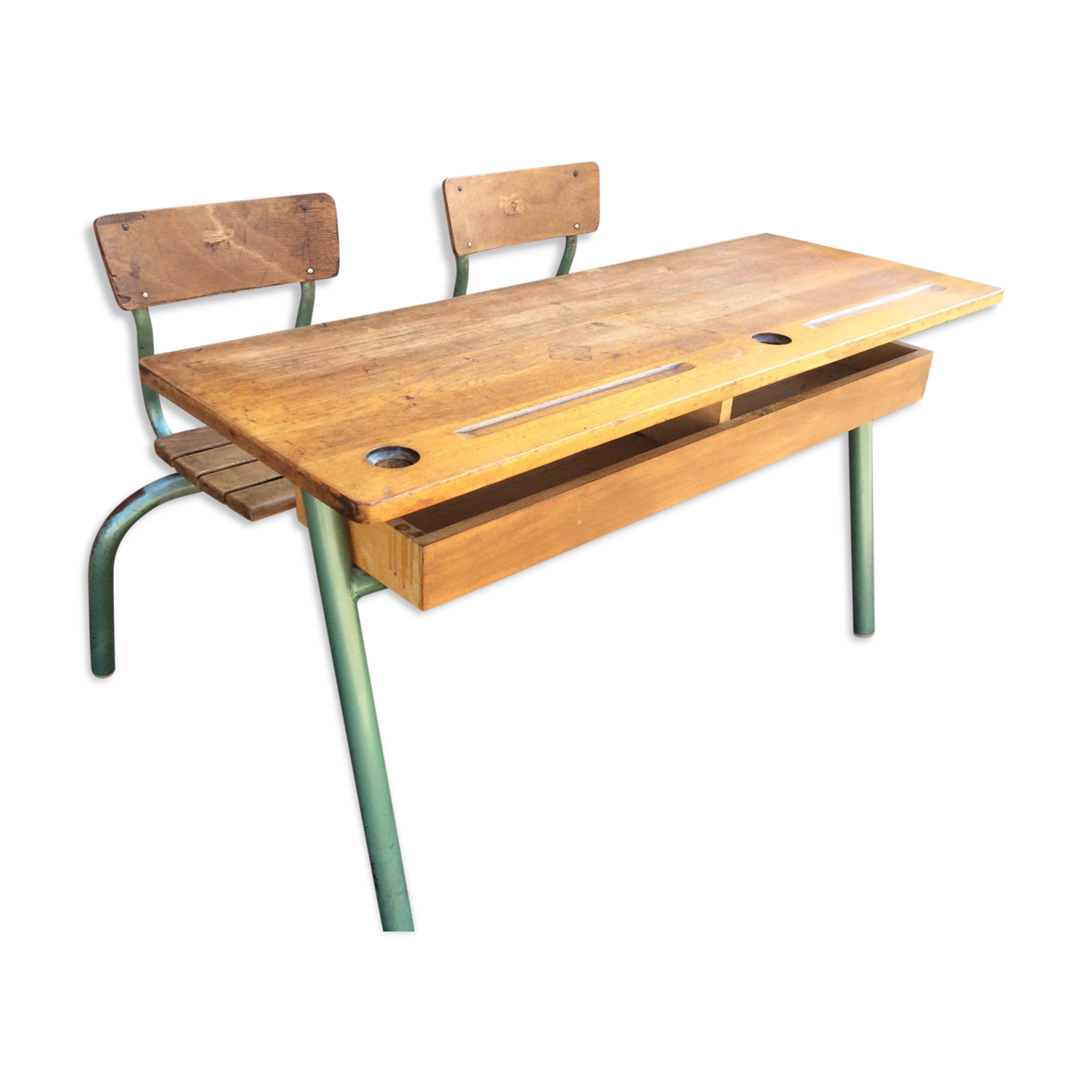 Pupitre d'écolier banc vintage Selency Pupitre d'écolier banc vintage Selency