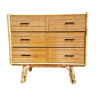 Chest of drawers in rattan, 50s