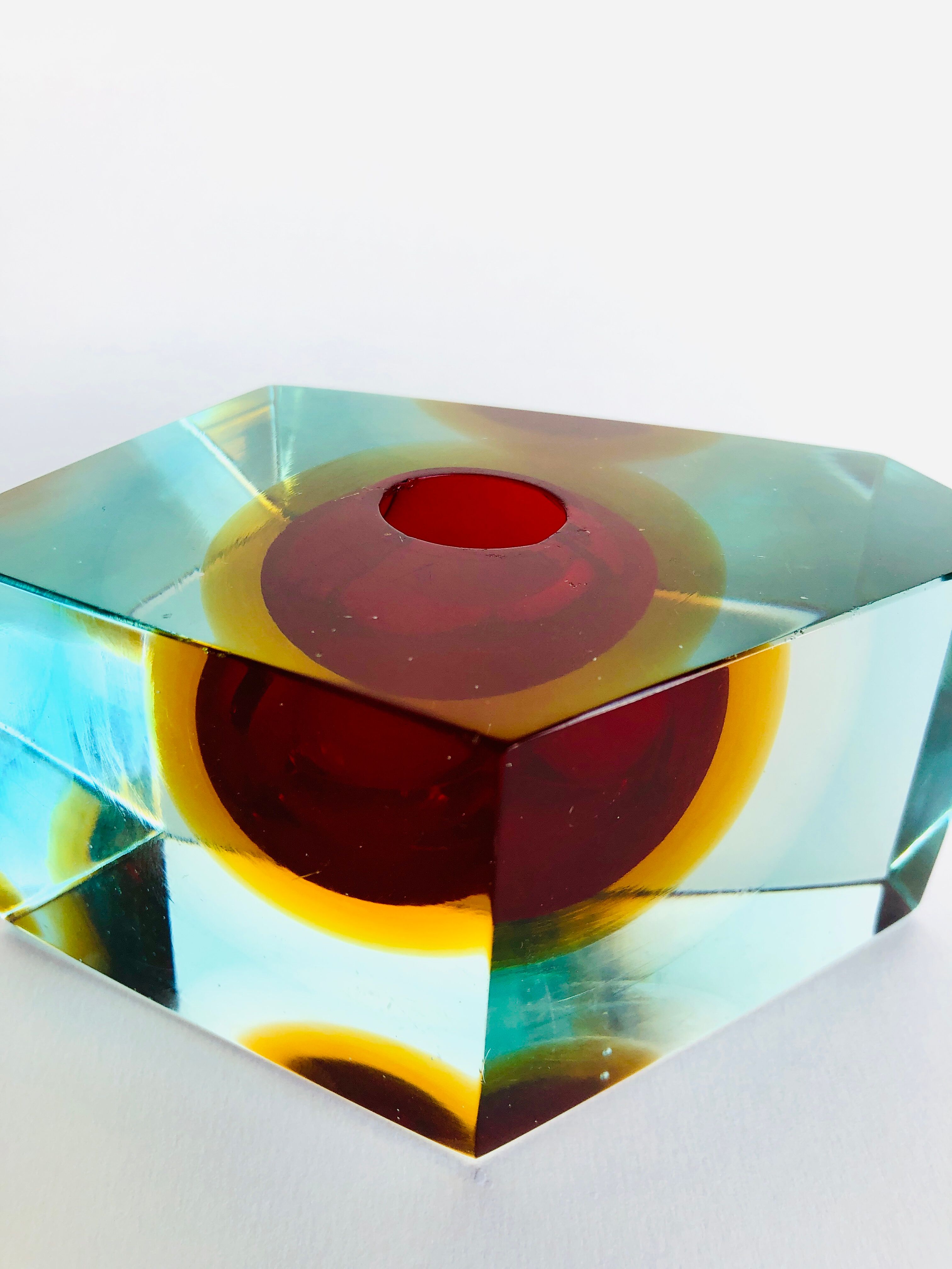 Single-flower vase Sommerso Murano design Luigi Mandruzzato, 60s