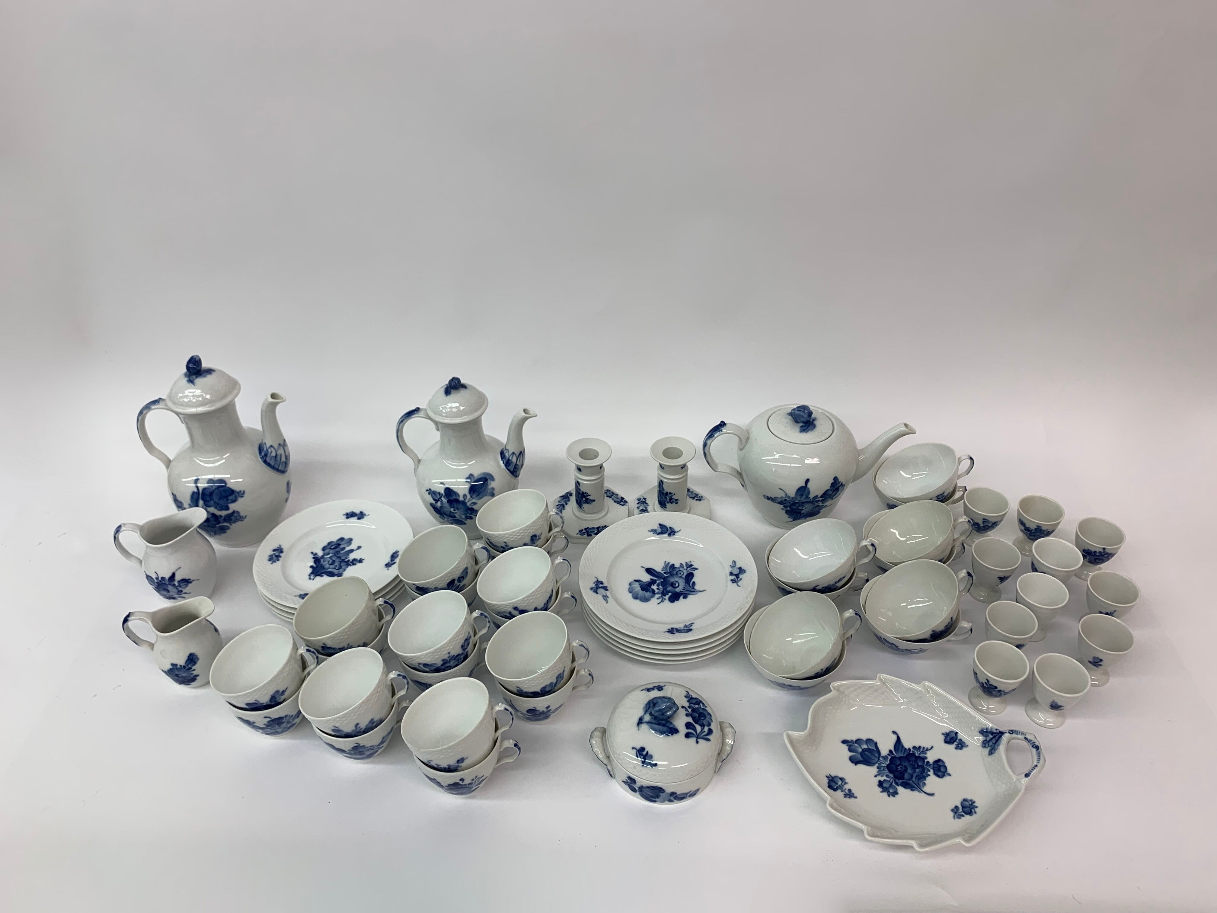 Set of Royal Copenhagen blue flower braided crockery