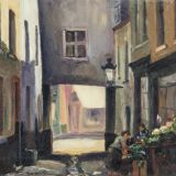 Peinture de scène de rue à Bruxelles