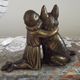 French Art Deco Table Lamp – Kneeling Girl with Dog & Clichy Glass Shade