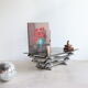 Coffee table in smoked glass and chrome tubular metal, 70s