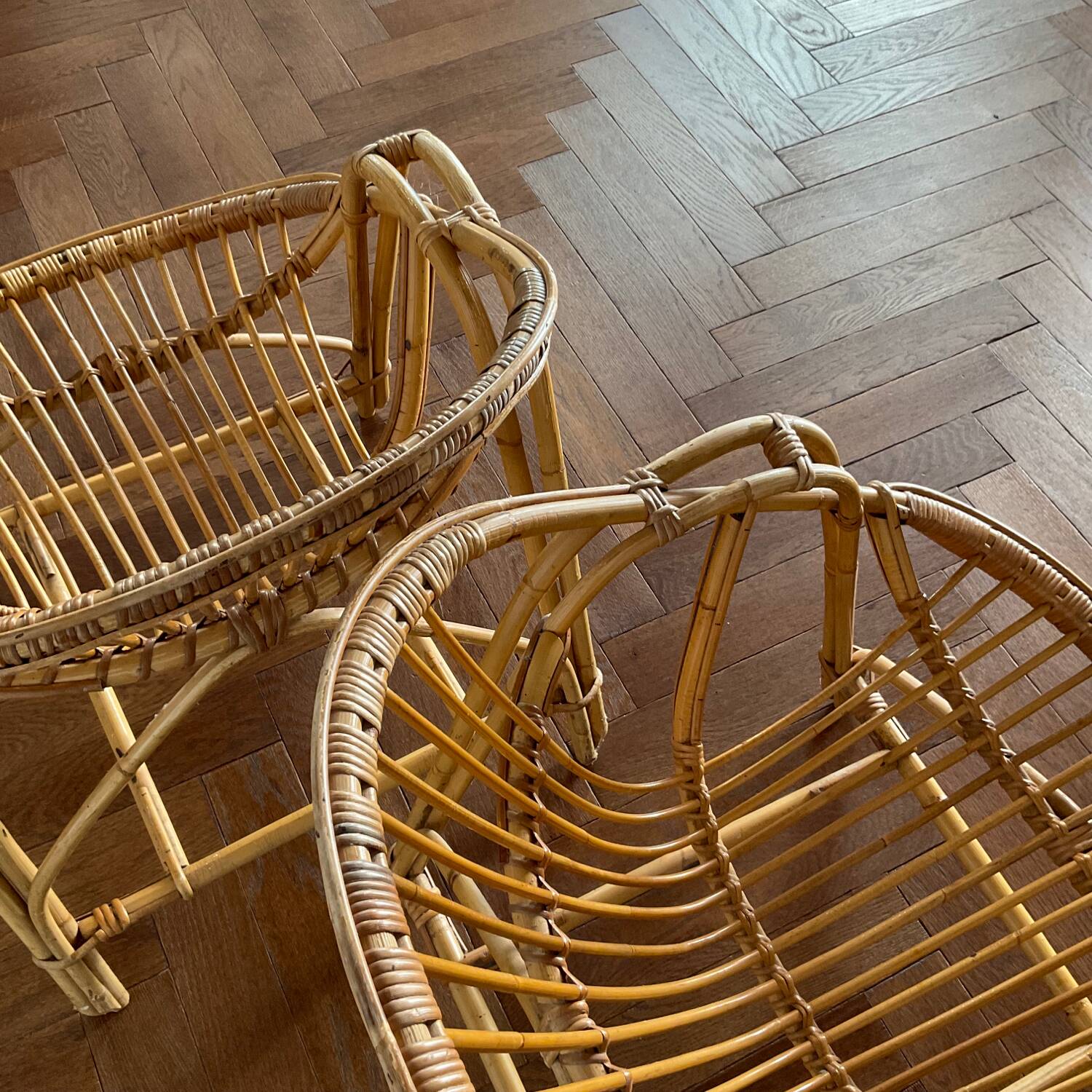 Pair of vintage rattan armchairs from the 70s