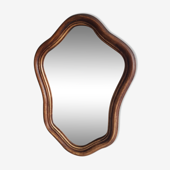 Asymmetrical mirror in vintage wood - 39x29cm