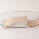 Sculptural coffee table in pink marble and glass, 1970s-80s.