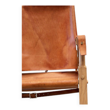 Chaise Safari en cuir cognac