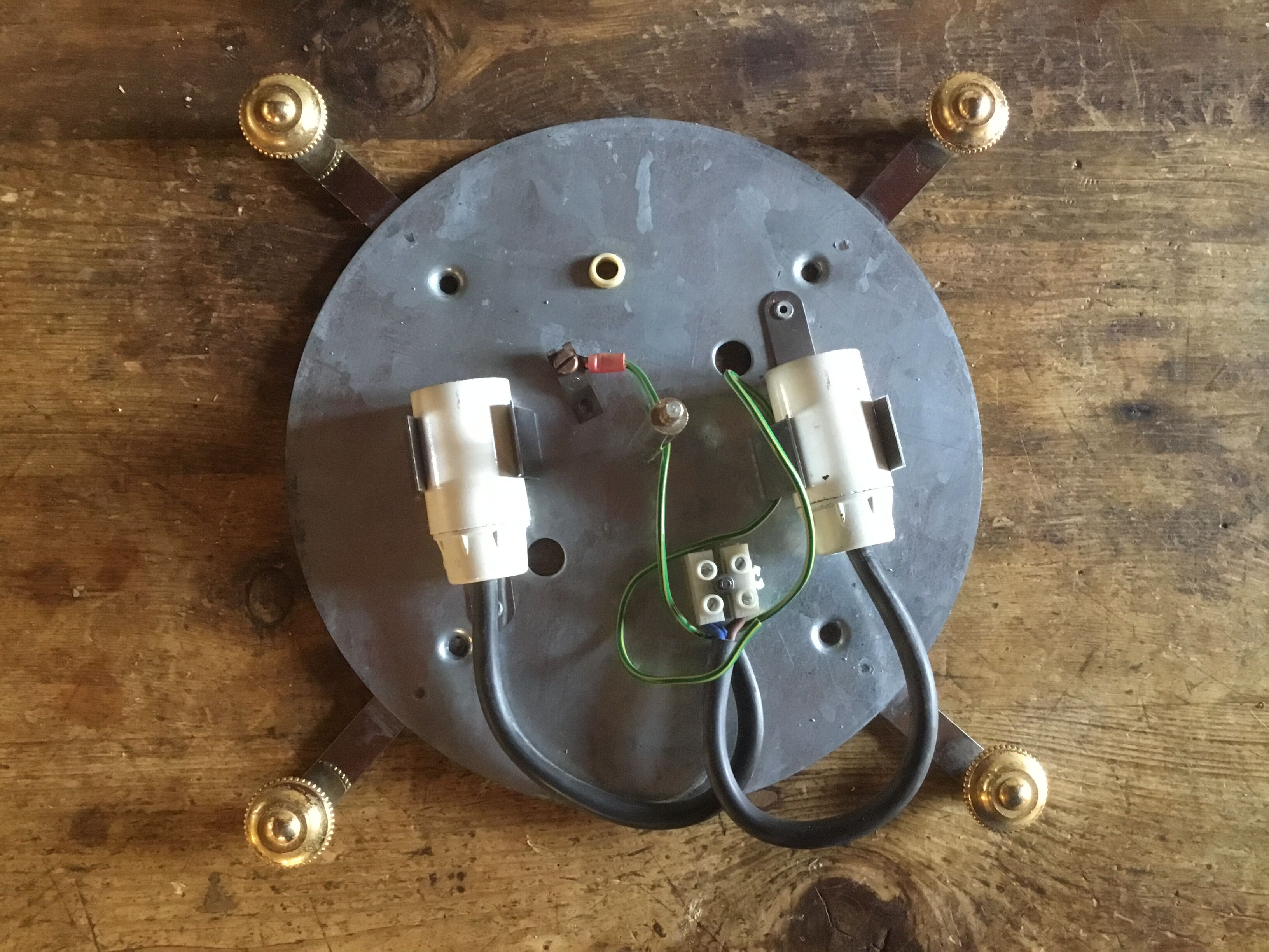 Glass and brass ceiling light