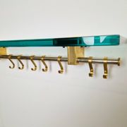 Brass and Glass R14G Wall-Mounted Coat Rack from Peter Ghyczy, 1980s