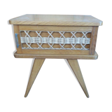 Vintage rattan feet compass bedside table