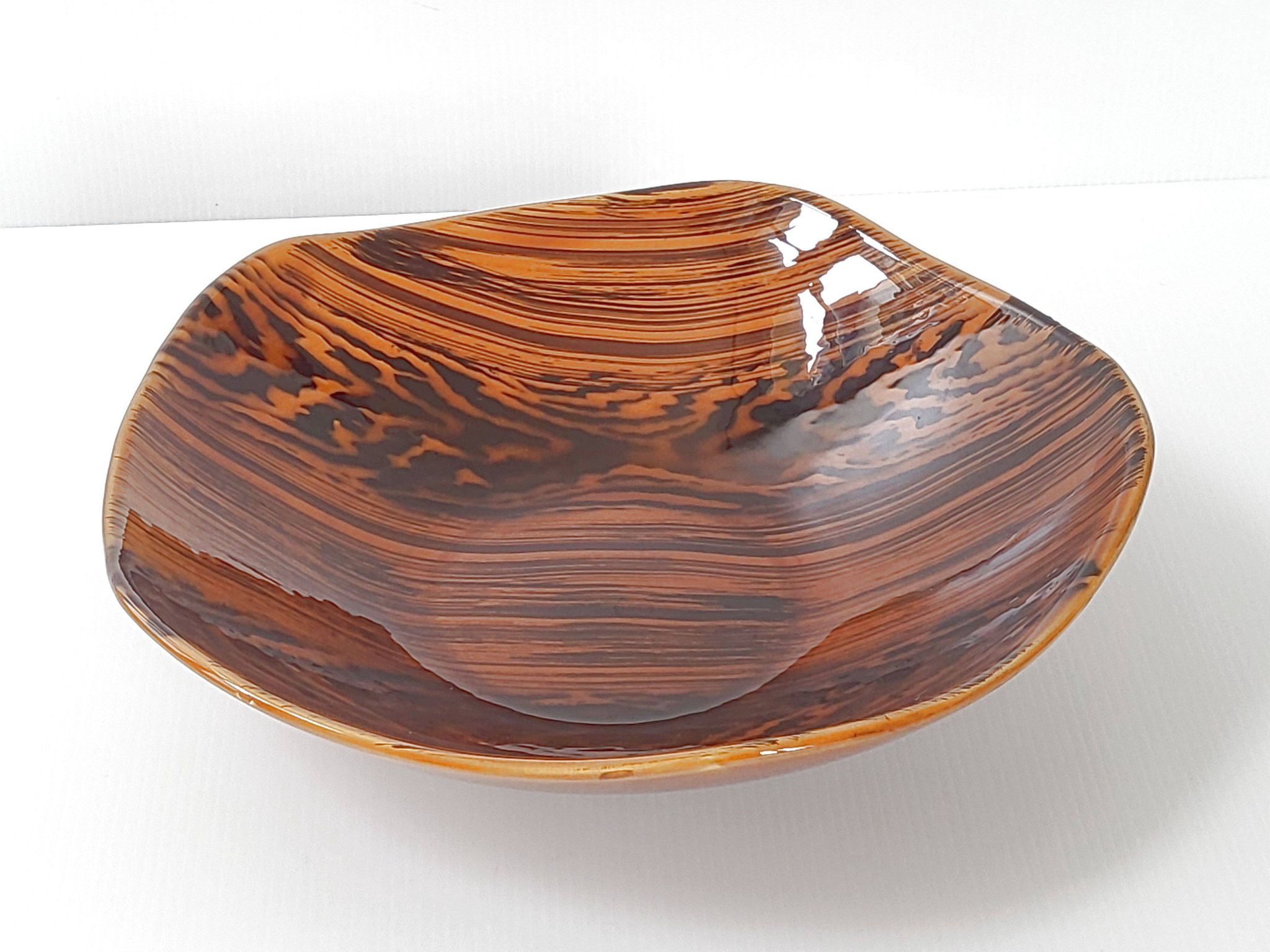 Vintage cup dish Digoin Sarreguemines 1960 mahogany