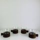 4 tasses en teck et verre style scandinave par Schott Mainz Jena Glas, 60's