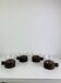 4 teak and glass cups in Scandinavian style by Schott Mainz Jena Glas, 60s