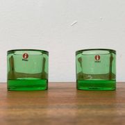 Lime Kivi Votive Candle Holder Marimekko by Heikki Orvola for Iittala, set of 2