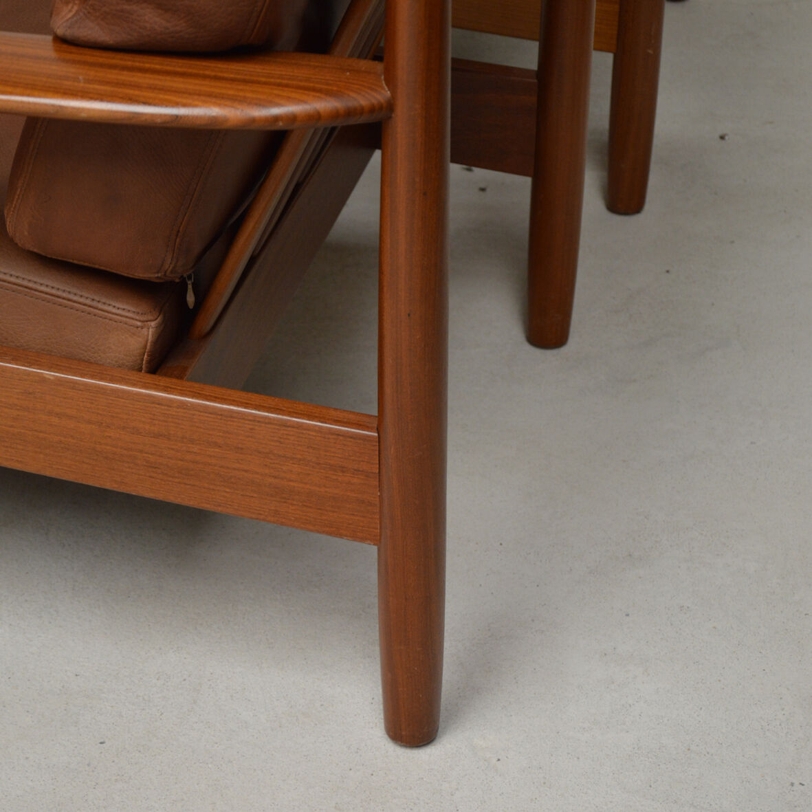 Pair of Danish armchairs in teak and leather, 1960