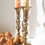 Pair of brass candle holders