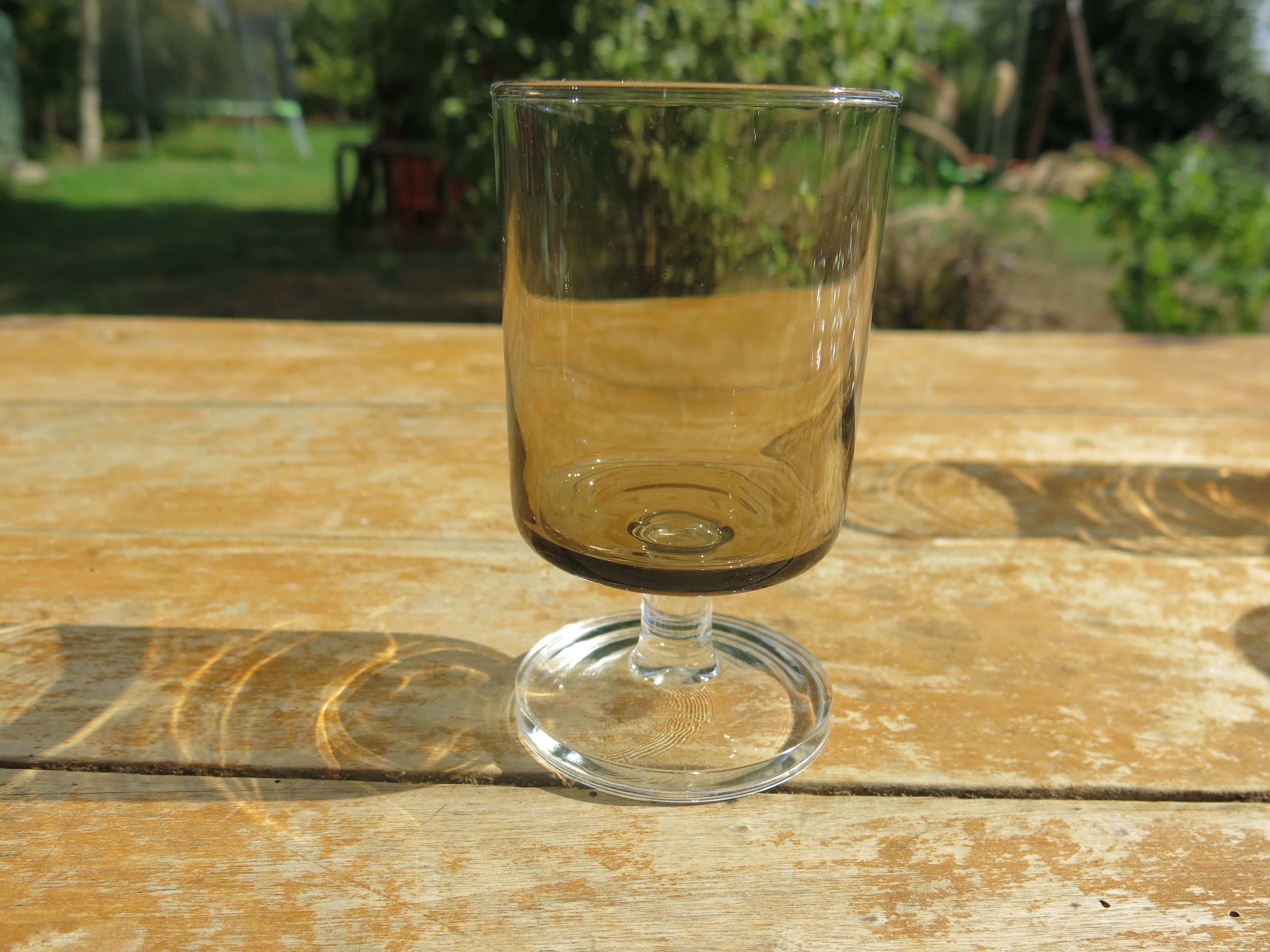11 gray smoked glass foot glasses in excellent vintage condition