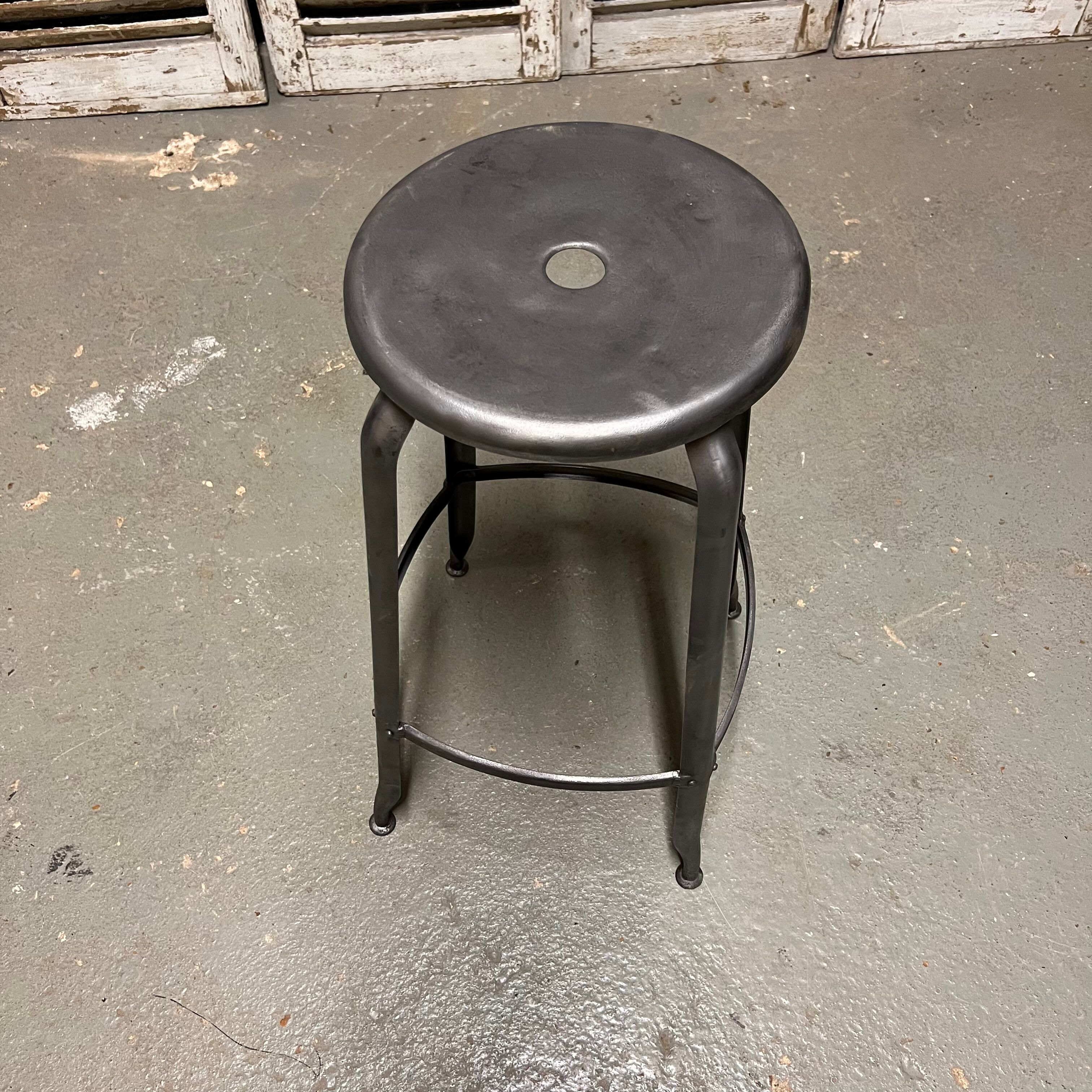 Nicolle stool of industrial workshop high patinated