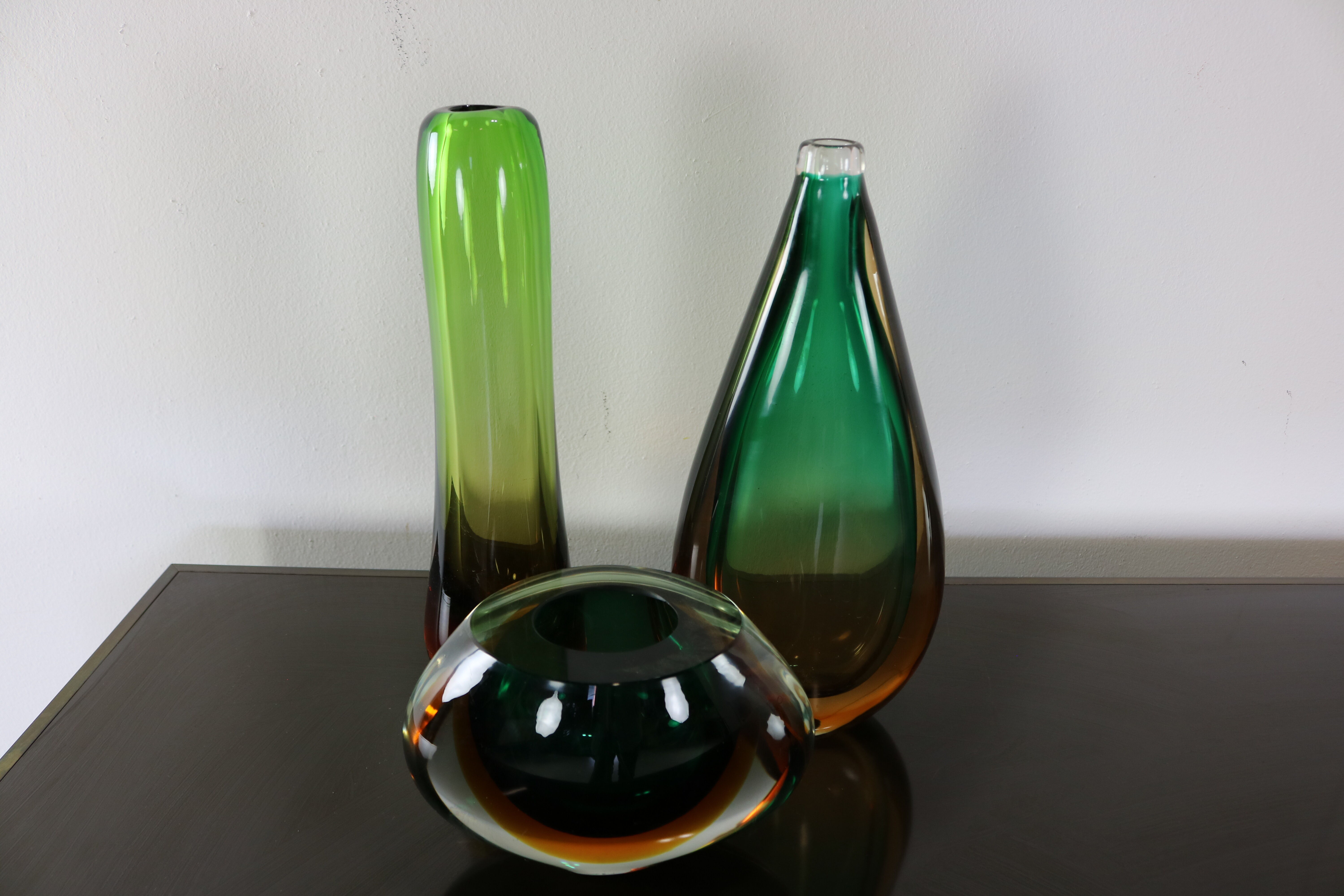 Ensemble de trois vases de Nils Landberg pour Orrefors Suède