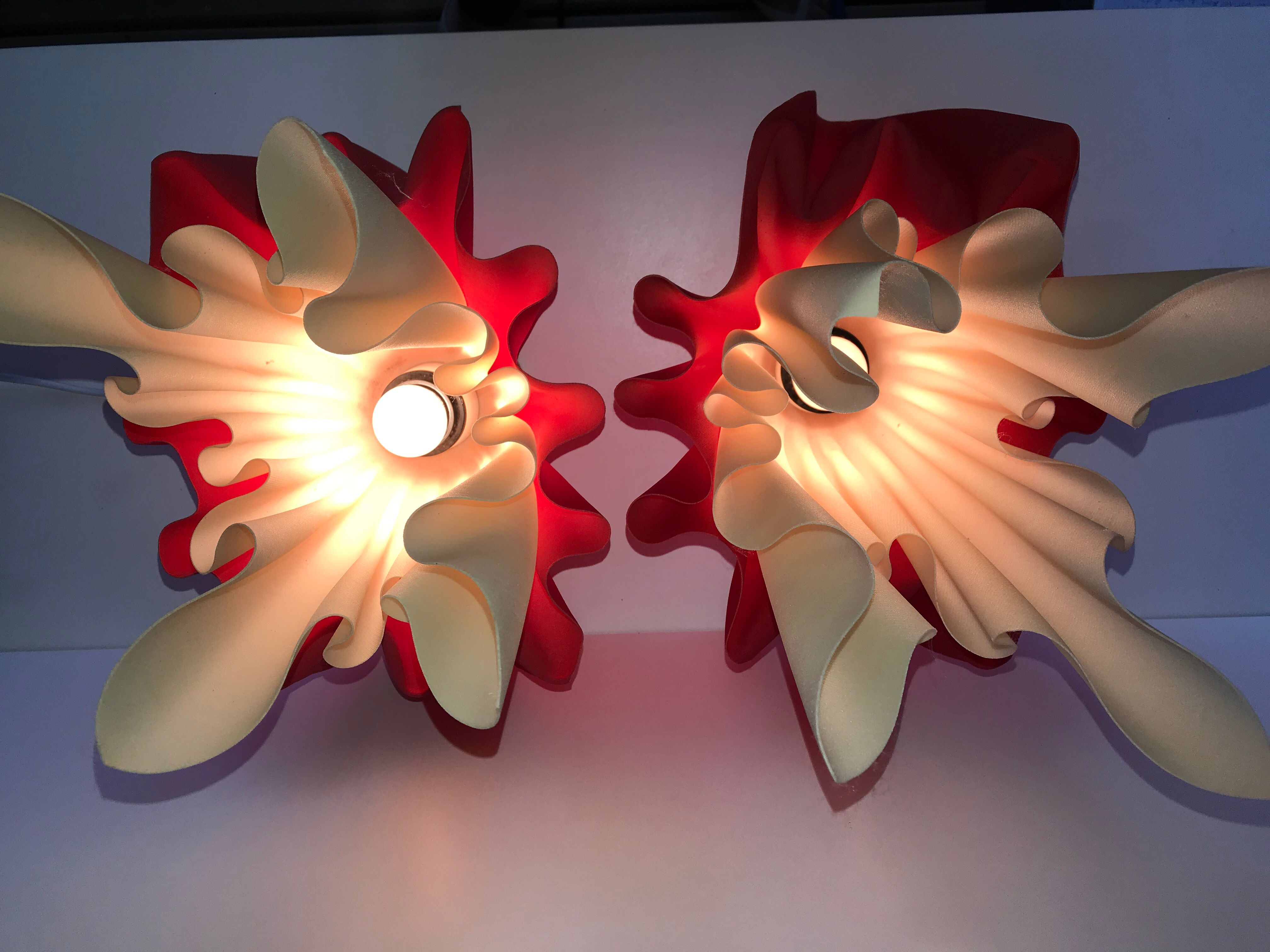 Pair of two-tone handkerchief lamps