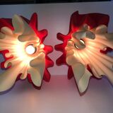 Pair of two-tone handkerchief lamps