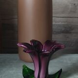 Blown glass flower candle holder