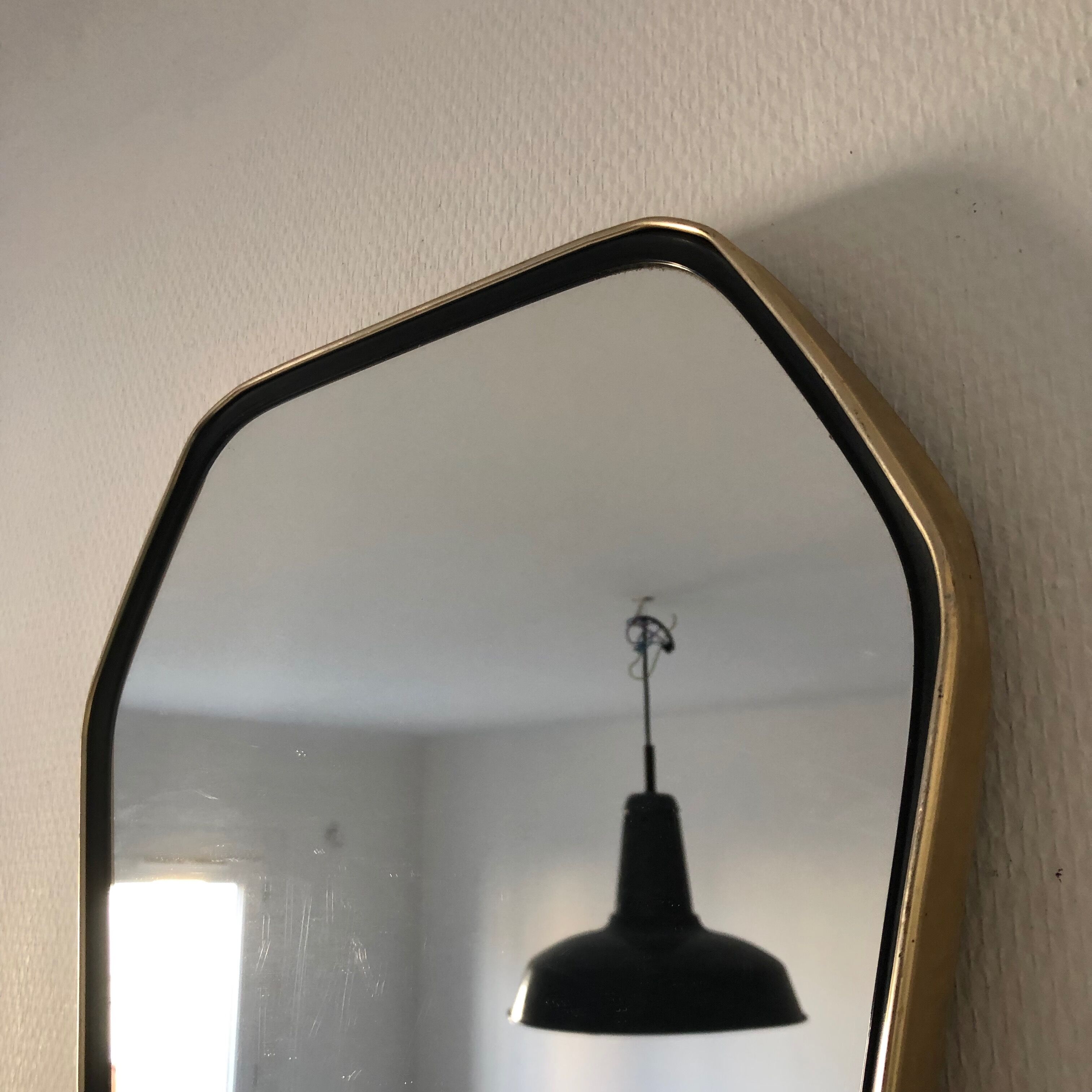 Miroir rétroviseur hexagonal 49x33cm vintage 1960