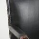 Wooden and black cow leather antique English Gainsborough side/desk/chair