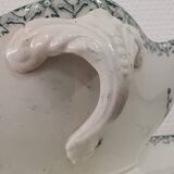 Gravy boat on pedestal with handles Terre de fer St Amand amandinoise "lily of the valley"