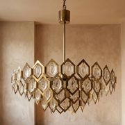 Faceted glass chandelier brass Jaroslav Bejvl Kamenický Šenov 1960s Czechoslovakia
