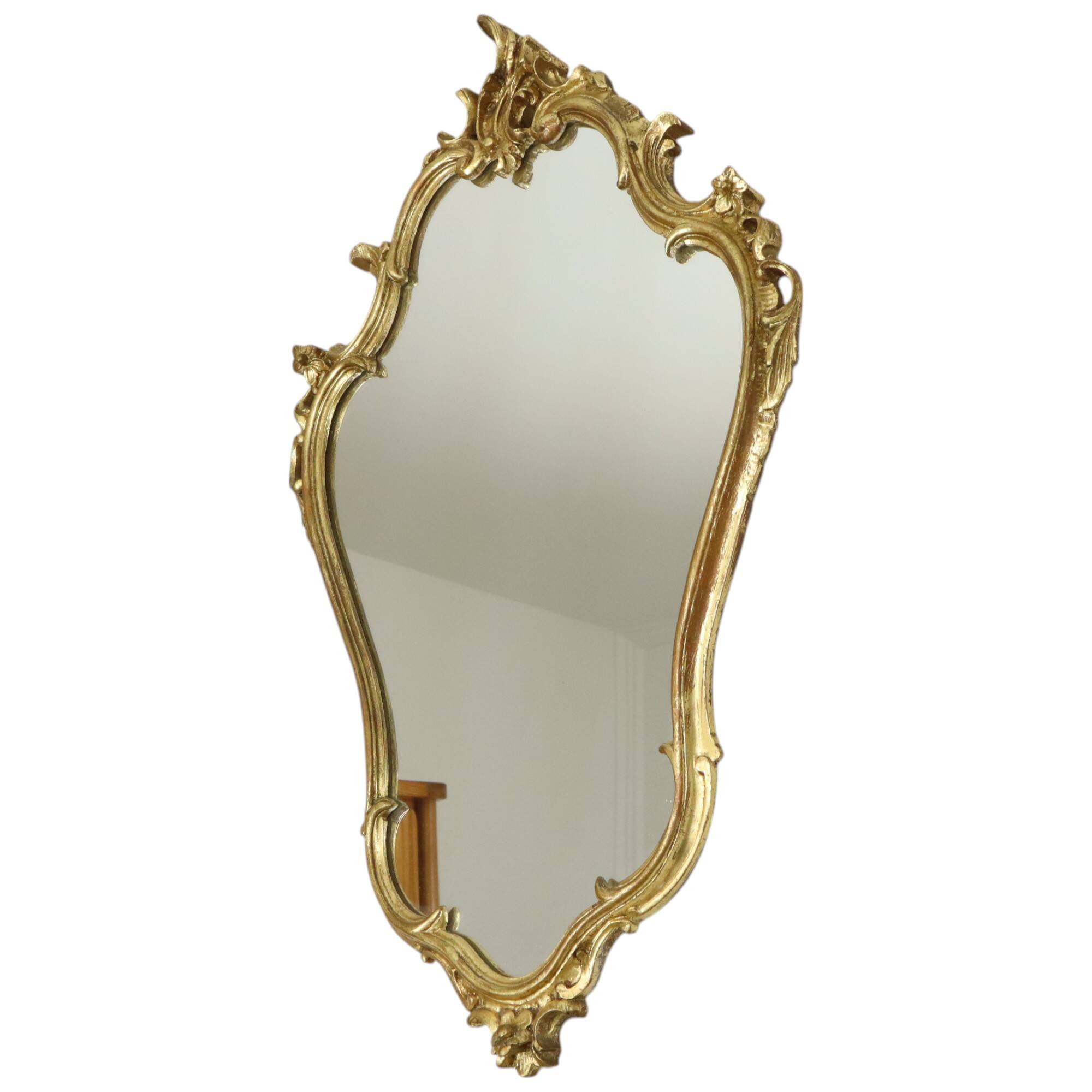 Gilded Rococo Style Mirror With Console Acanthus France